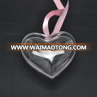 100mm Clear Plastic Acrylic Fillable Hearts Shape Ball Box Ornament