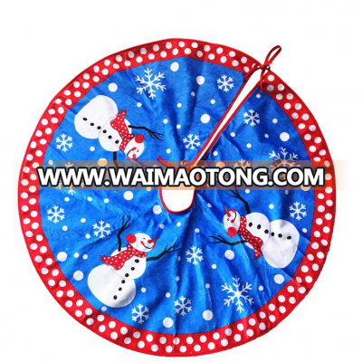 High Quality 80 cm Velvet Purple Christmas Tree Skirt With Snowman & Snowflake