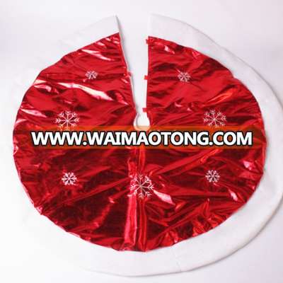 wholesale high quality white and red christmas tree skirt 40 " inch with emboridery snowflake