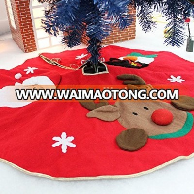 Christmas Tree Skirt Mat With Elf Reindeer Snowman For Christmas Holiday Party Decoration