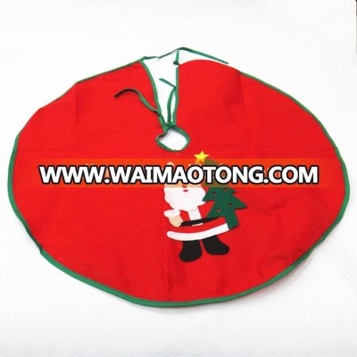 Wholesale customize 60 cm red christmas tree skirt with green line santa for chritsmas decoration